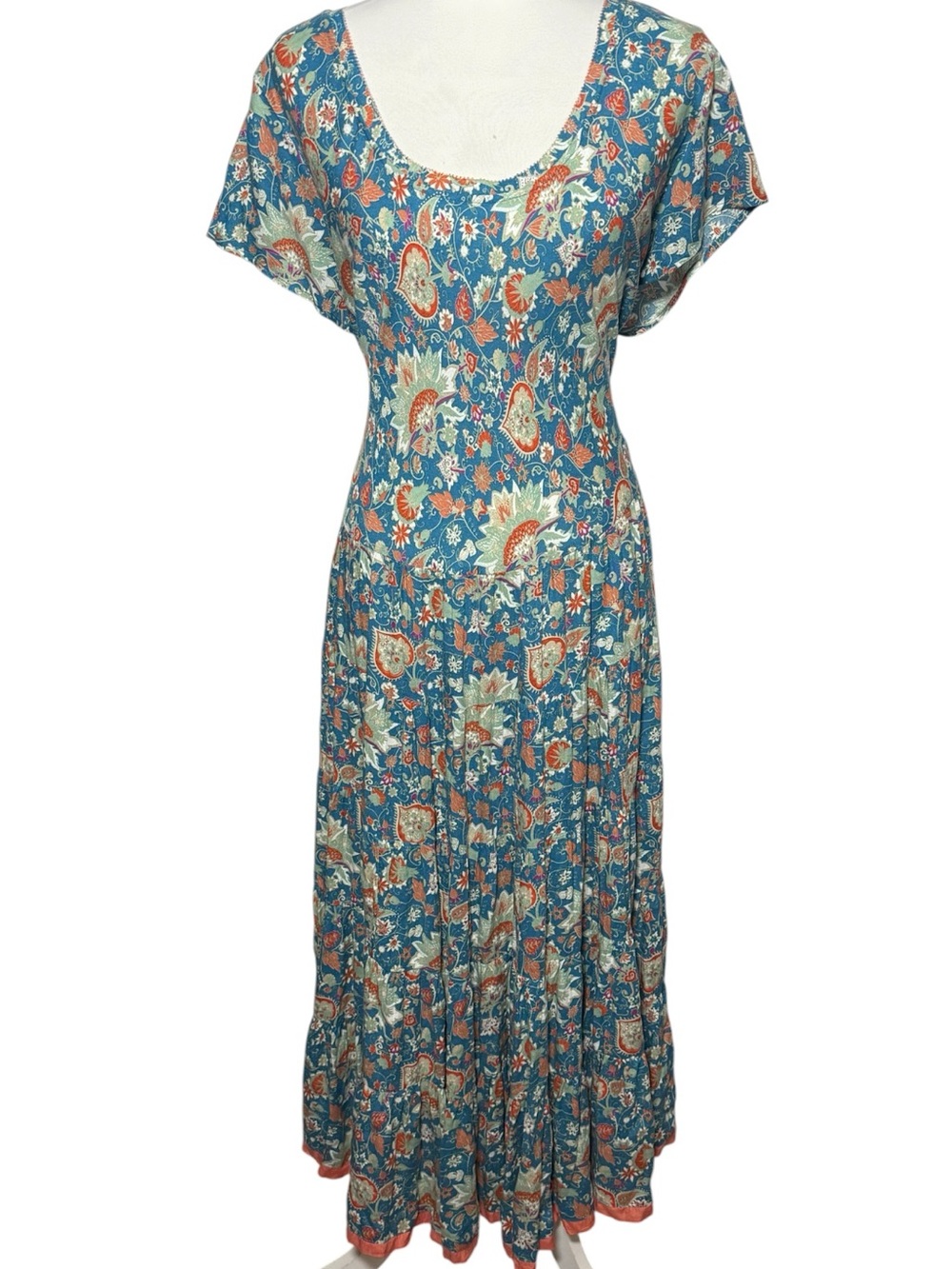 Soft Surroundings Kara Dress Boho Turquoise Paisley Tiered Size 2X